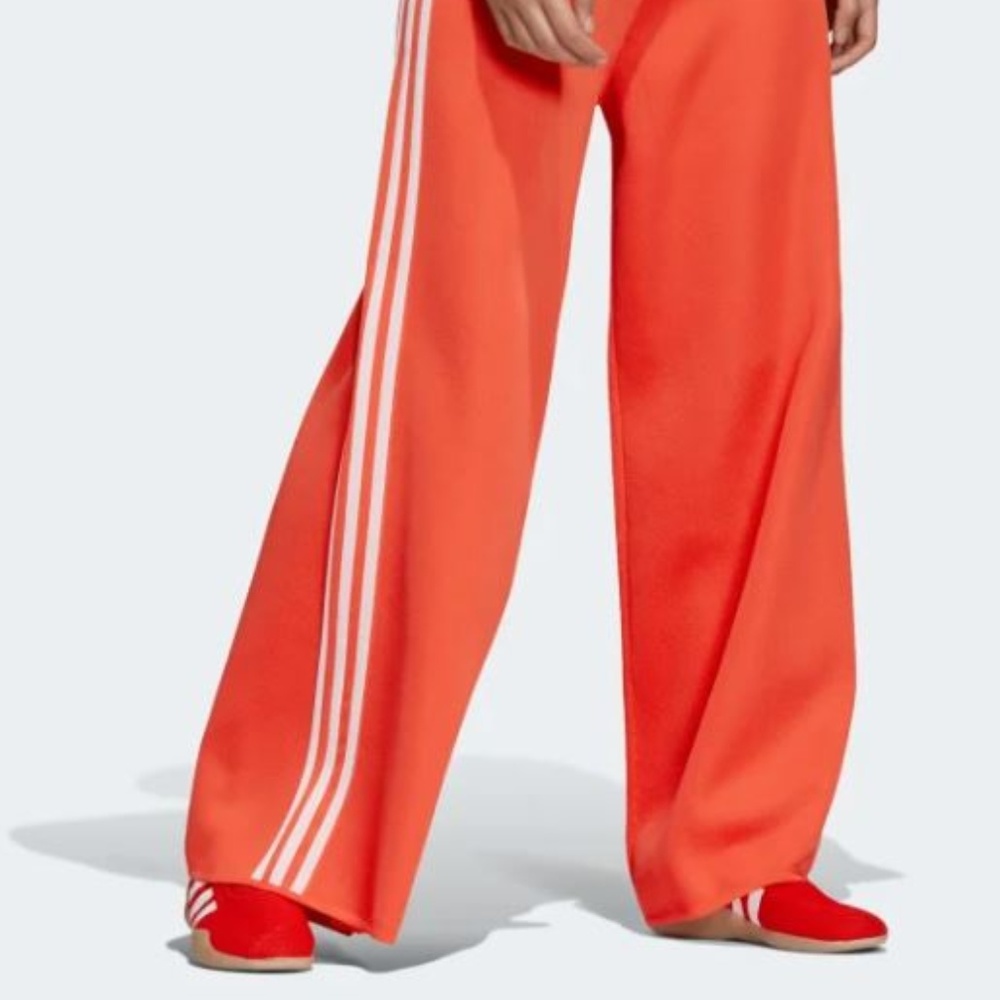 NWT Adidas Track pants wide leg in Bright Coral